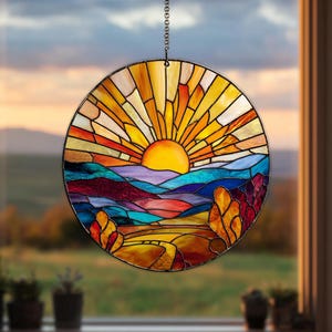 Sunset Sunrise Landscape Suncatcher Acrylic Window Hanging
