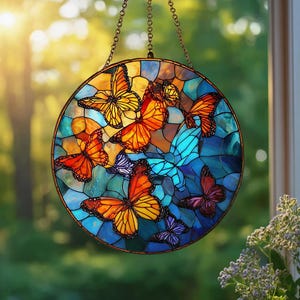 Butterfly Sky Suncatcher: Butterfly Style Window Hanging, Moth Lover Decor, Christmas Ornament, Holiday Gift, Gifts for Her, Him, Dad, Mom